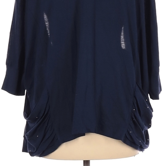 Express Cardigan Size M Navy Blue Silver Metallic Detail Lightweight Open Front - Picture 5 of 7